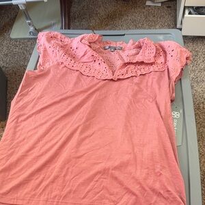 Daisy Fuentes Coral Eyelet Blouse